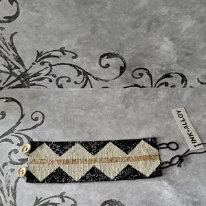 INK + ALLOY Black and Gold Geometric Wrap Bracelet